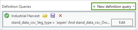 New definition query button at the top of the window