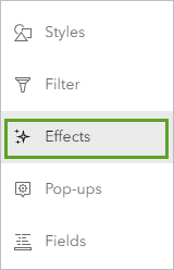 Effects on the Settings toolbar