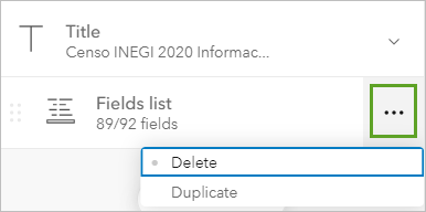 Delete the Fields list in the Pop-ups pane.