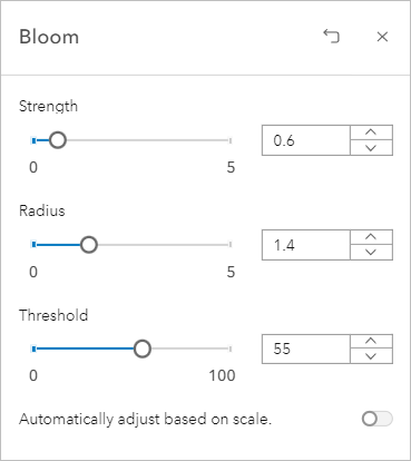 Parameters for the Bloom effect