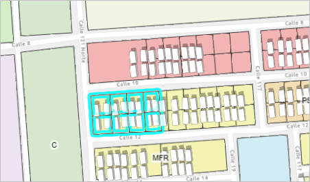 Eight parcels selected along Calle 121 Norte