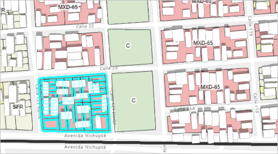 All parcels in a block selected