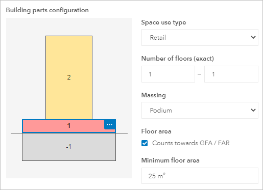 Building parts configuration, including diagram