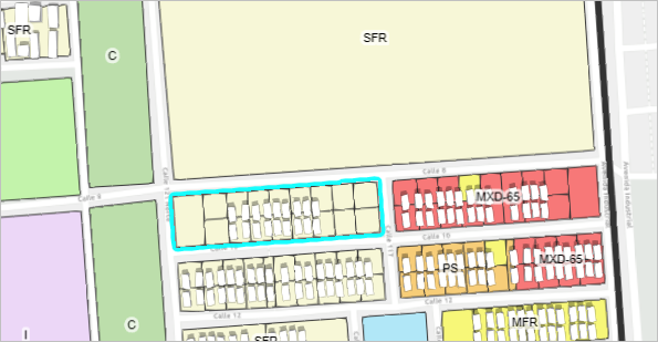 SFR polygon selected at the intersection of Calle 8 and Calle 121 Norte