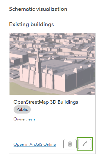 Edit button for Existing buildings layer for schematic visualization