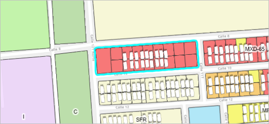 MXD-65 polygon selected at the intersection of Calle 8 and Calle 121 Norte