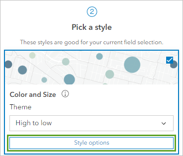 Style options for Color and Size