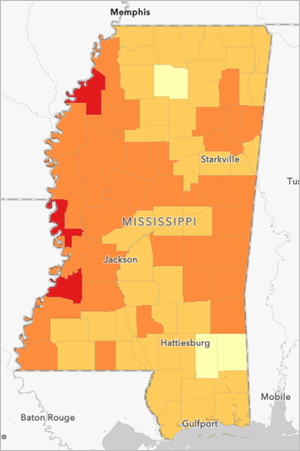 Priority map by counties