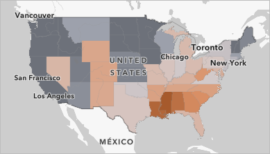 Map showing the percentage of low birth weight by state