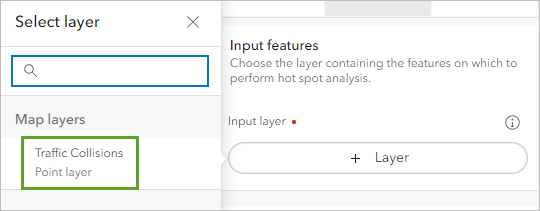 Choose Traffic Collisions as the Input layer.