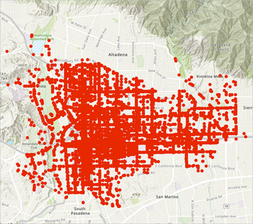 Traffic Collisions layer added to the map