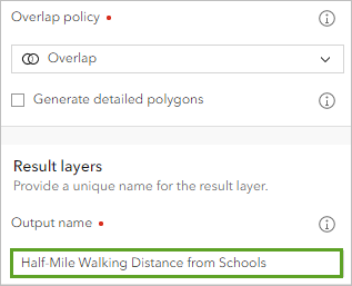 Result layer name parameter for the Create Drive-Time Areas tool
