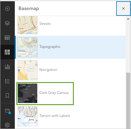 Dark Gray Canvas basemap option