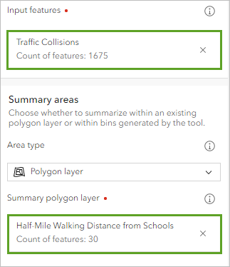 Choose polygon layer and layer to summarize