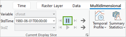 Play Slices Along StdTime button turned into a pause button