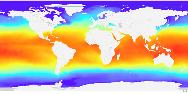Map showing sea surface temperatures