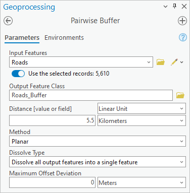 Pairwise Buffer parameters