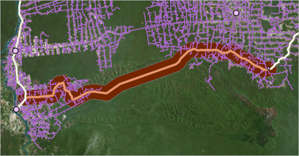 Buffer of planned road