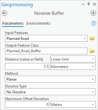 Pairwise Buffer parameters