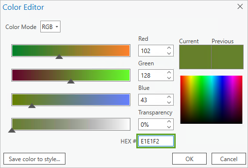 Hex color value