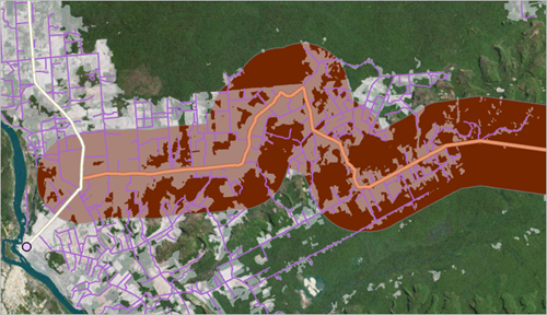 Compare deforestation and road buffer