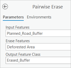 Erase parameters