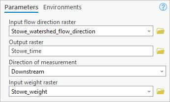 Parameters for the Flow Length tool