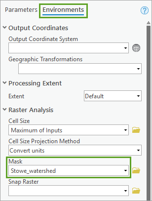 Environments for the Raster Calculator tool