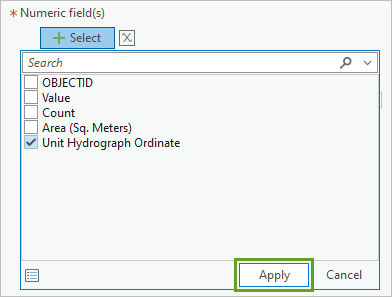 Fields for the unit hydrograph