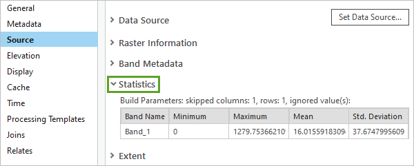 Layer Properties window Source tab