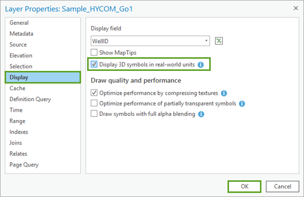 Set layer display properties.