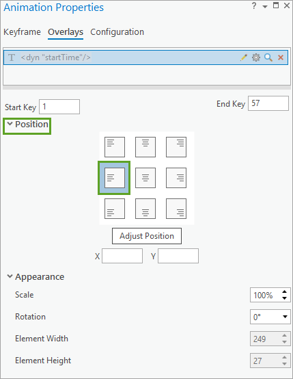 Set map time overlay position.