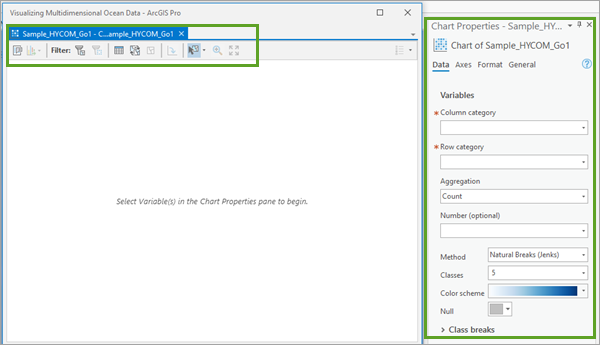 Reposition and dock the chart and properties pane.