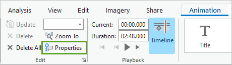 Animation properties button