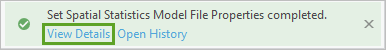 View the details from the Set Spatial Statistics Model File Properties tool.