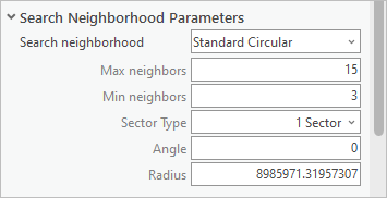 Set the search neighborhood parameters.