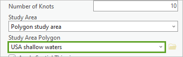 Choose the USA shallow waters layer as the study area polygon layer.