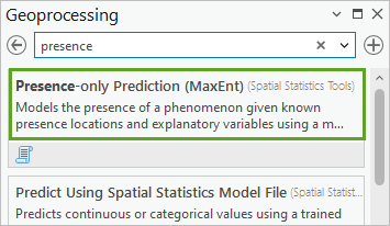 Open the Presence-only Prediction tool.