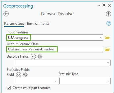 Pairwise Dissolve parameters