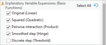 Checked explanatory variable expansions, basis functions