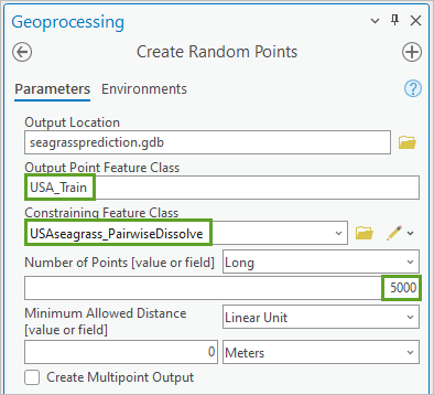 Create Random Points parameters