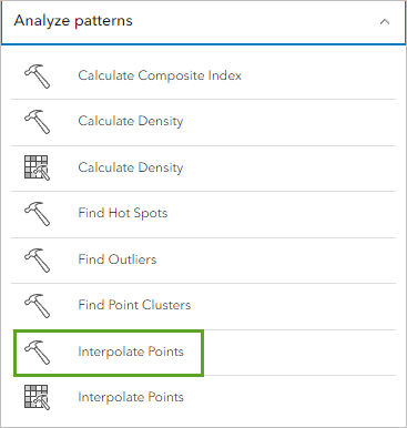 Interpolate Points analysis tool