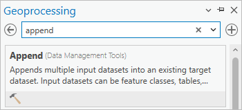 Append tool in the Geoprocessing pane