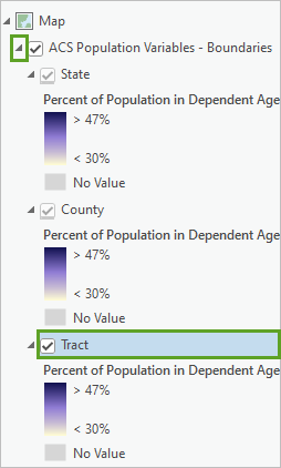 Tract selected on the Contents pane