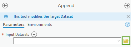 Hospitals_HIFLD selected for Input Datasets in the Append tool pane