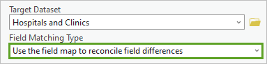 Field Matching Type set to Use the field map to reconcile field differences