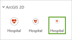The small Hospital symbol under ArcGIS 2D