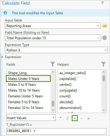 Building expression in the Calculate Field window