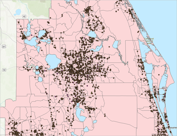 Reported Areas layer populated with data and visible on the map