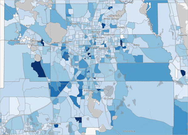 Map showing case rates